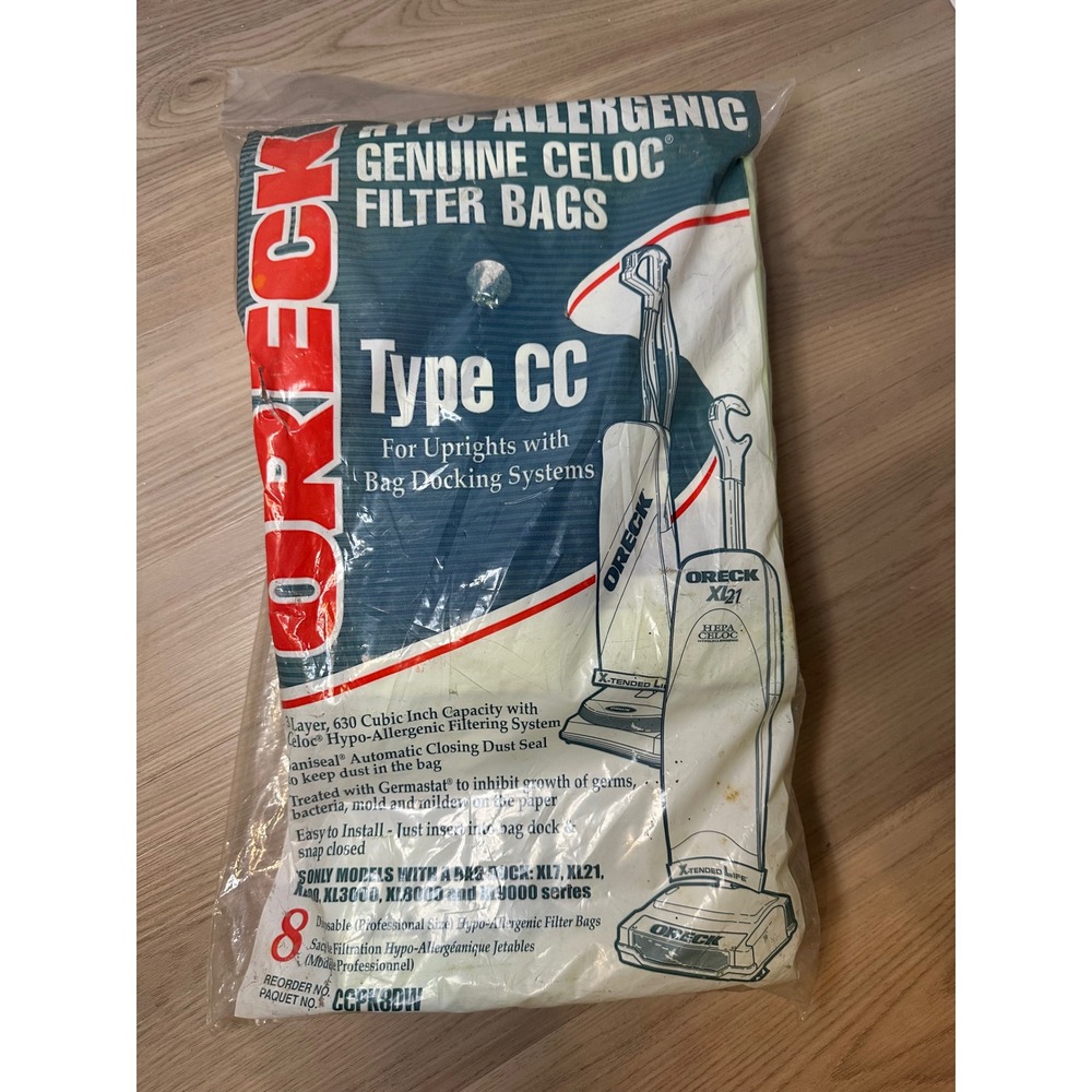 Oreck‎ Type CC Genuine Celoc Hypo-Allergenic Vacuum Filter Bags 8 Pack CCPK8DW